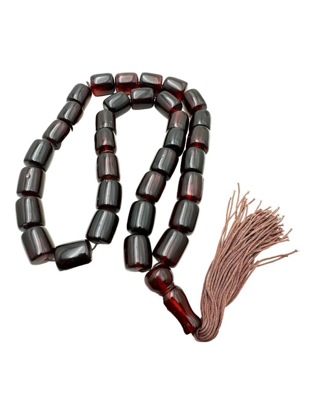Antique Cherry Amber Prayer Bead Necklace 470 Grams Beads 20mm x 25mm